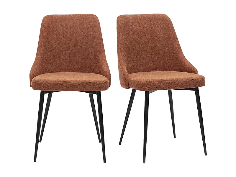 Chaises design en tissu effet velours texturé terre brûlée et métal noir (lot de 2) CULT