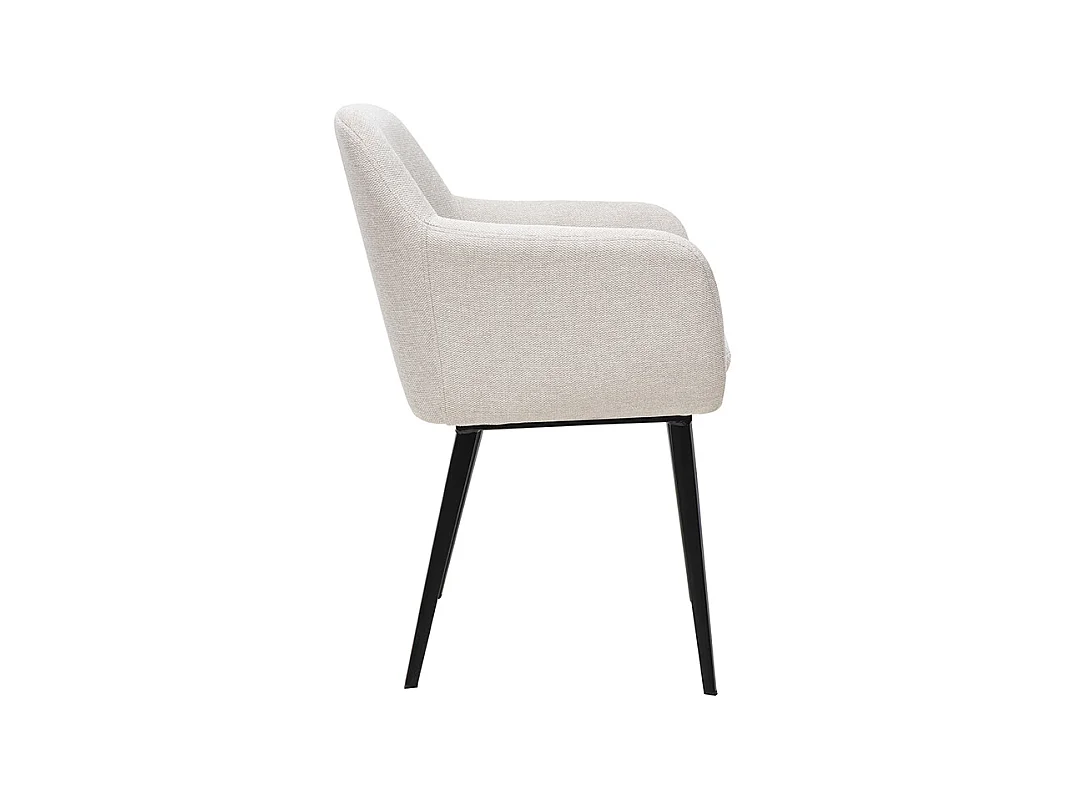 Chaises en tissu effet velours texturé beige et métal noir (lot de 2) AMIKA