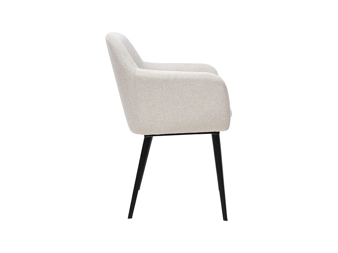 Chaises en tissu effet velours texturé beige et métal noir (lot de 2) AMIKA