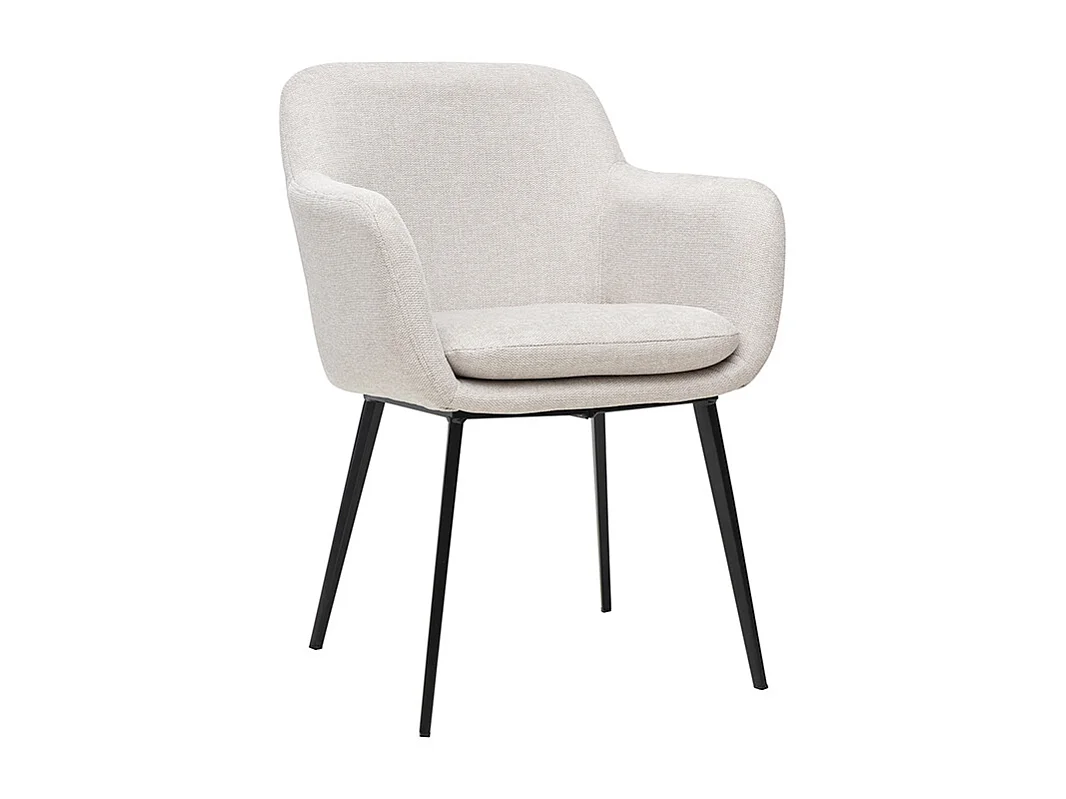 Chaises en tissu effet velours texturé beige et métal noir (lot de 2) AMIKA