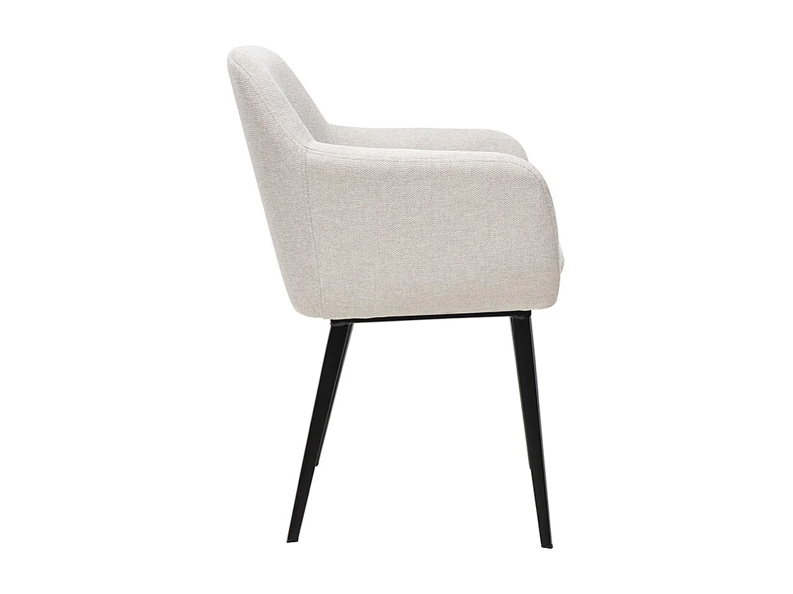 Chaises en tissu effet velours texturé beige et métal noir (lot de 2) AMIKA