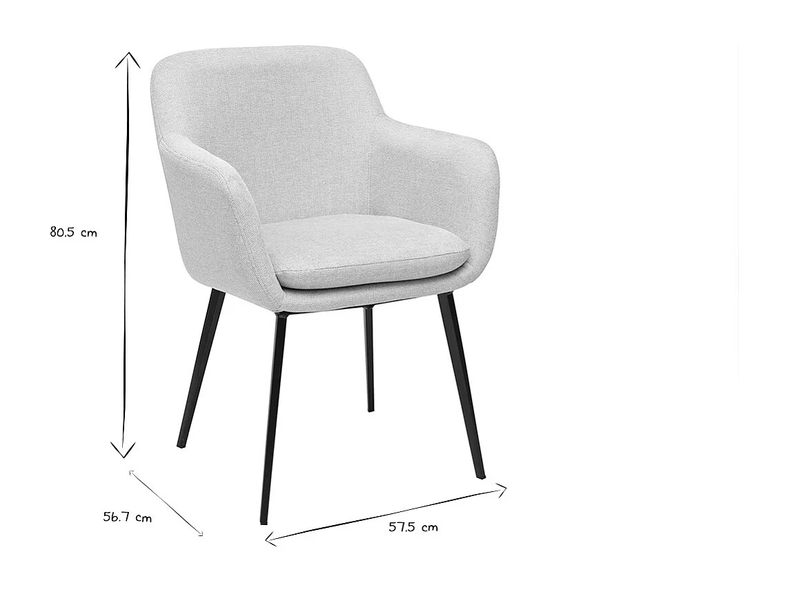 Chaises en tissu effet velours texturé beige et métal noir (lot de 2) AMIKA