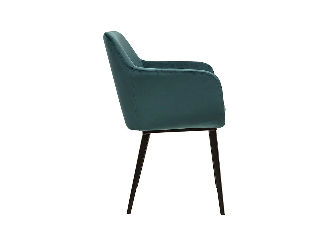 Chaises en tissu velours bleu pétrole et métal noir (lot de 2) AMIKA