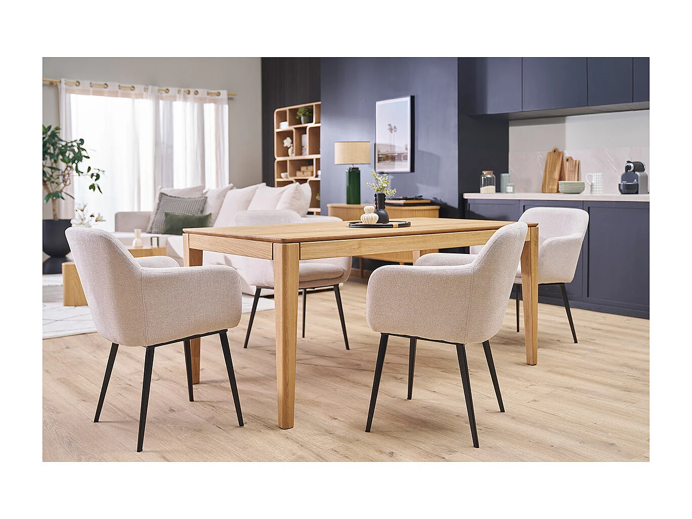 Chaises en tissu velours bleu pétrole et métal noir (lot de 2) AMIKA