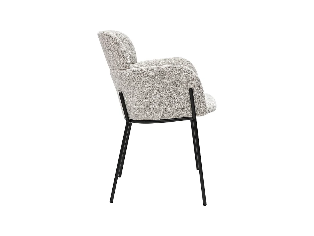 Chaise design en tissu velours chenille beige et métal noir TULUM