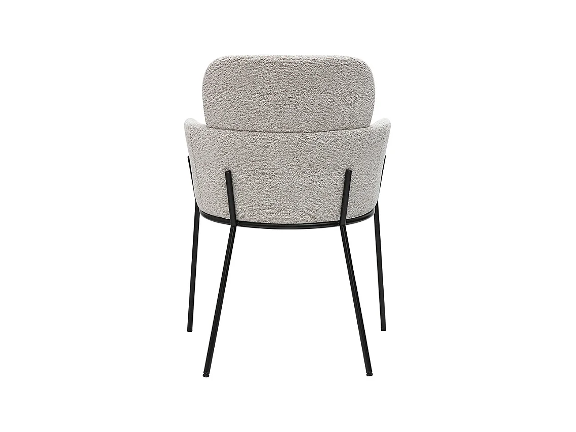 Chaise design en tissu velours chenille beige et métal noir TULUM