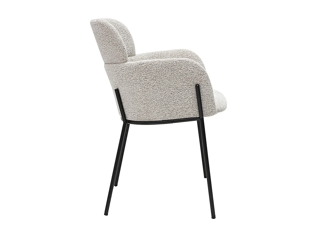 Stoffdesignstuhl in Beige mit texturiertem Samteffekt und schwarzen Metallfüßen TULUM