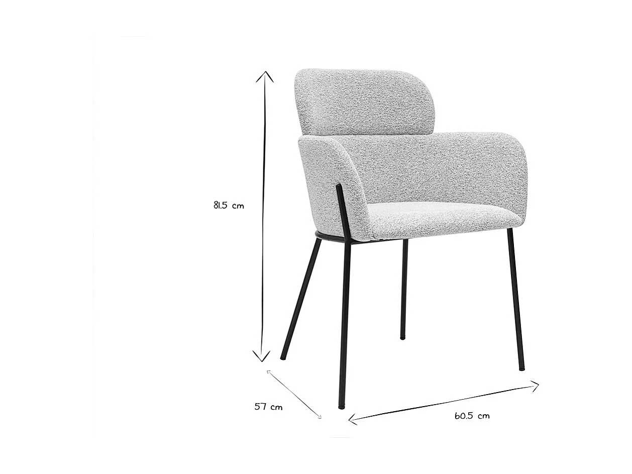 Stoffdesignstuhl in Beige mit texturiertem Samteffekt und schwarzen Metallfüßen TULUM