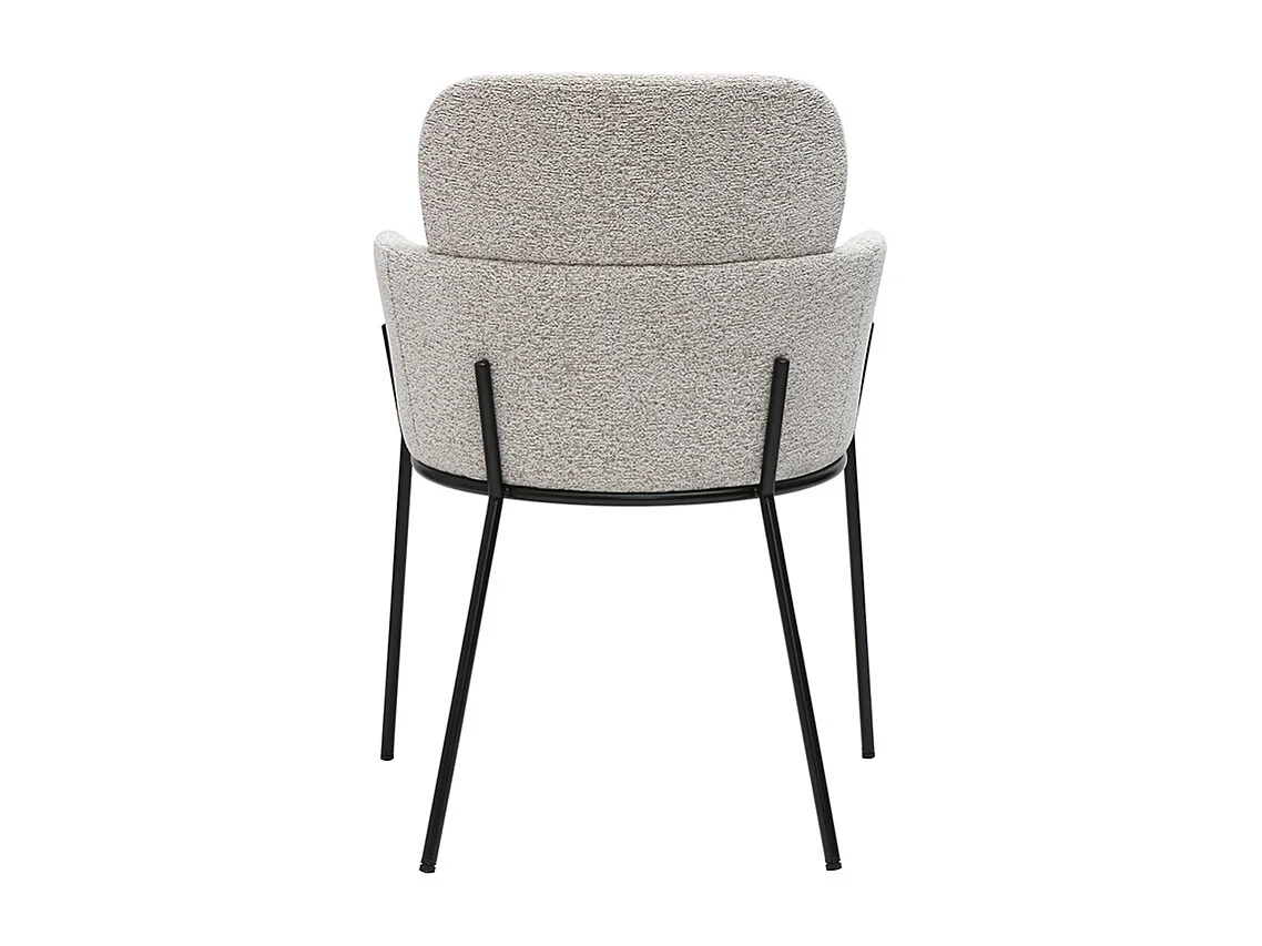 Chaise design en tissu velours chenille beige et métal noir TULUM