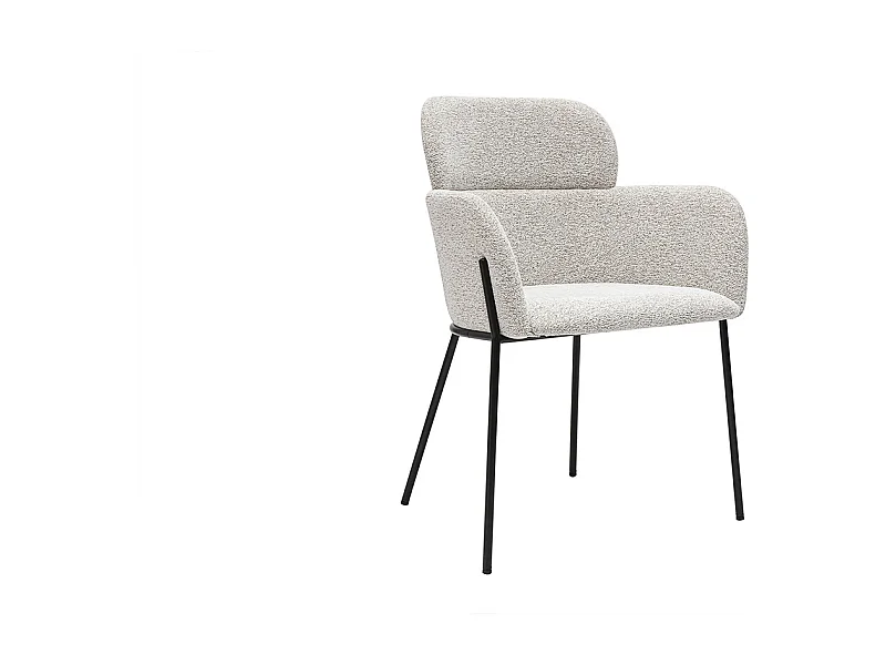 Stoffdesignstuhl in Beige mit texturiertem Samteffekt und schwarzen Metallfüßen TULUM