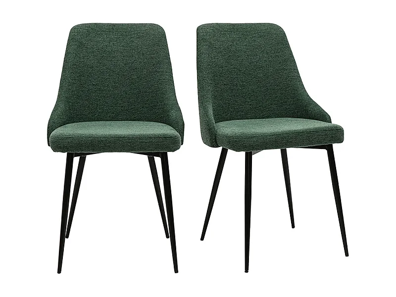 Chaises design en tissu effet velours texturé vert foncé et métal noir (lot de 2) CULT