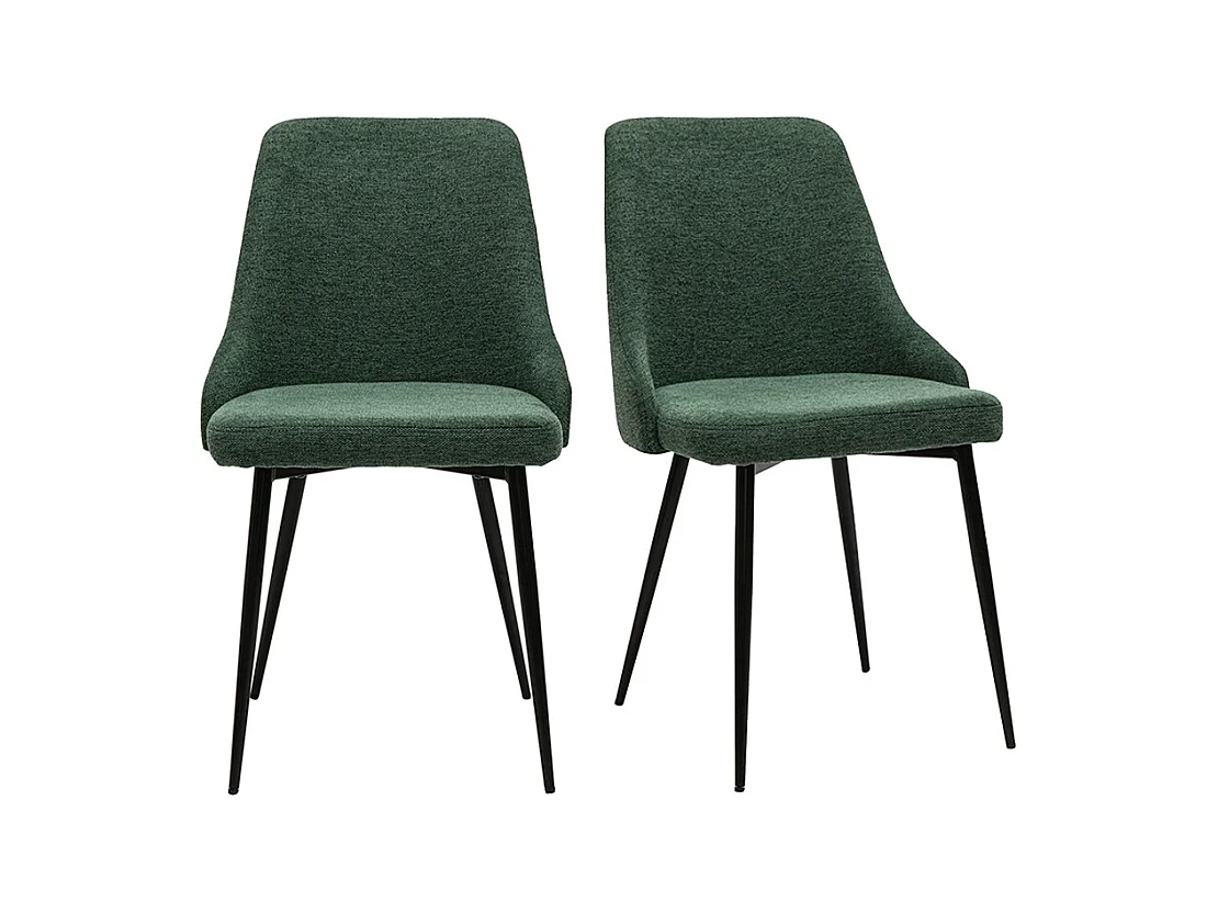 Chaises design en tissu effet velours texturé vert foncé et métal noir (lot de 2) CULT