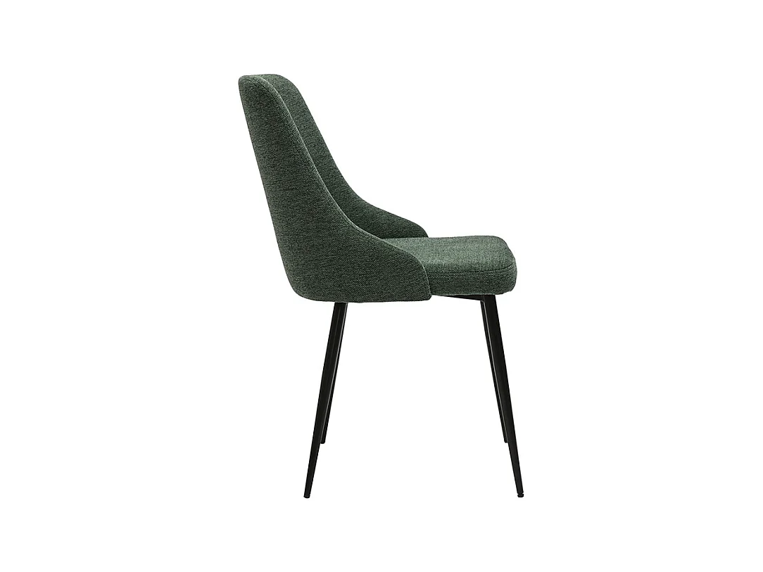Chaises design en tissu effet velours texturé vert foncé et métal noir (lot de 2) CULT