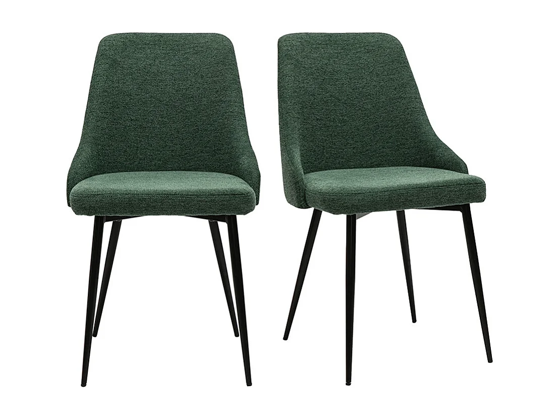 Chaises design en tissu effet velours texturé vert foncé et métal noir (lot de 2) CULT