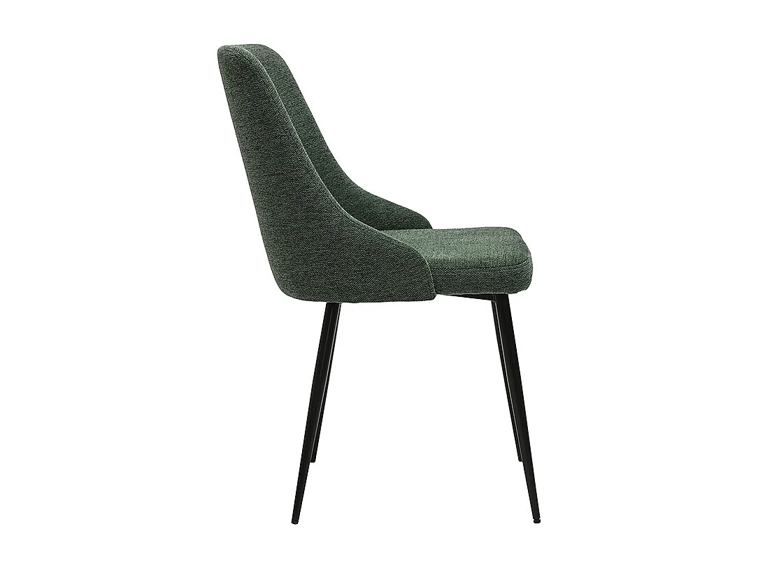 Chaises design en tissu effet velours texturé vert foncé et métal noir (lot de 2) CULT