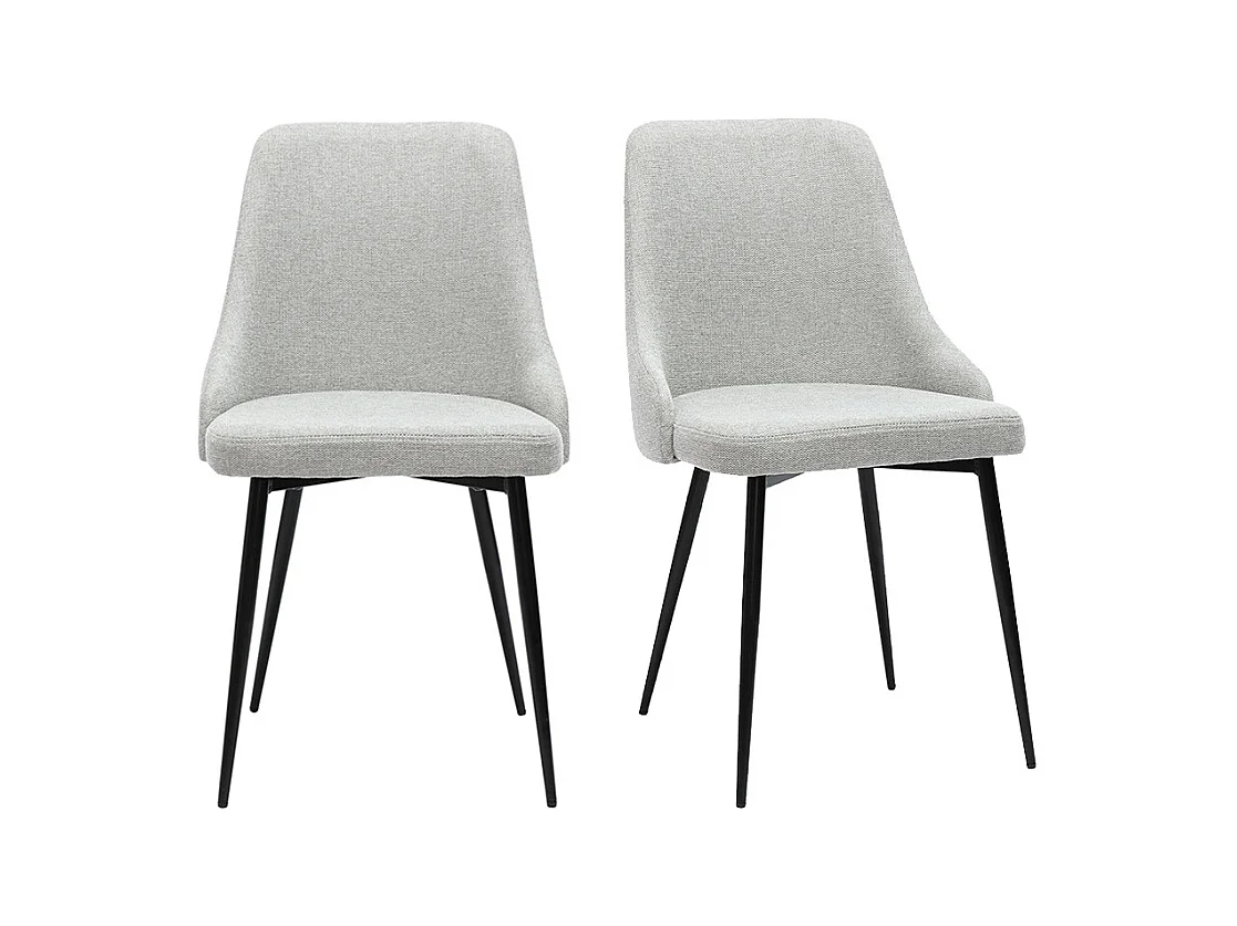 Chaises design en tissu effet velours texturé gris clair et métal noir (lot de 2) CULT