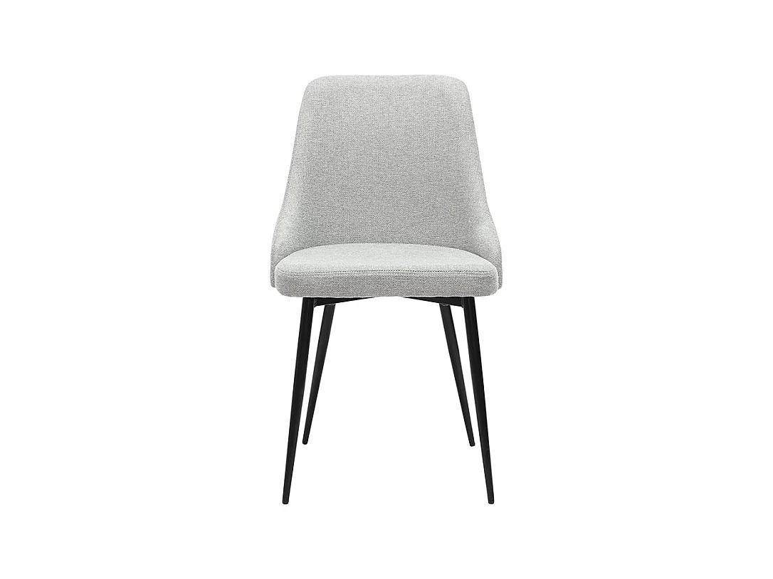 Chaises design en tissu effet velours texturé gris clair et métal noir (lot de 2) CULT