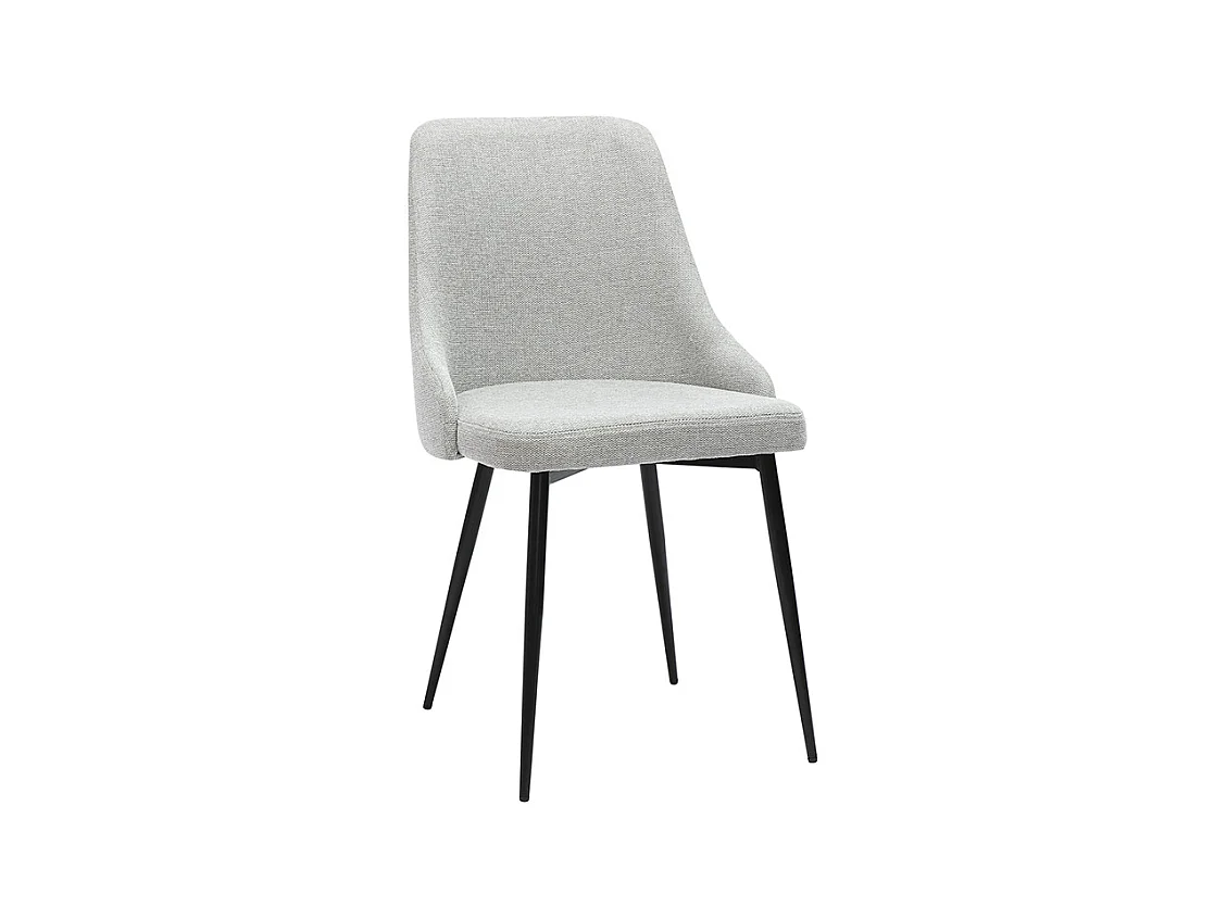Chaises design en tissu effet velours texturé gris clair et métal noir (lot de 2) CULT