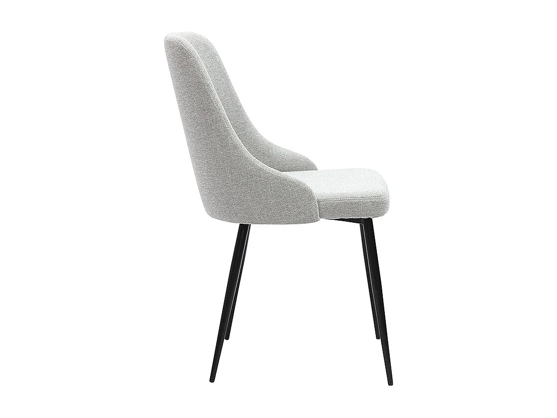 Stuhl mit Design aus hellgrauem Textur-Veloursstoff und schwarzem Metall (2er-Set) CULT