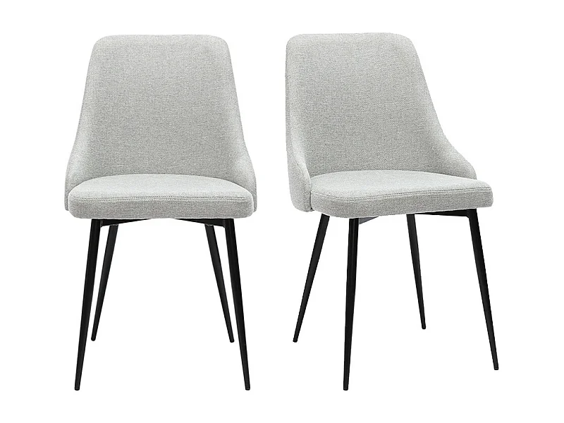 Chaises design en tissu effet velours texturé gris clair et métal noir (lot de 2) CULT