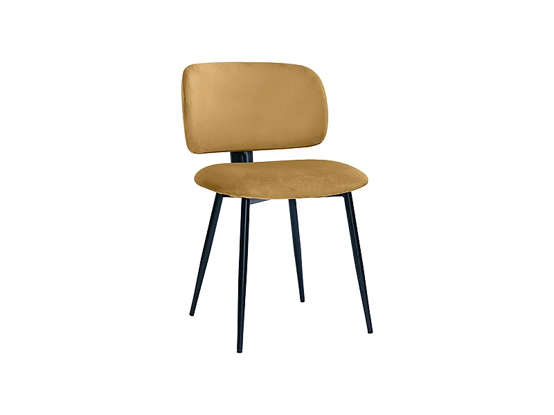 Chaises en tissu velours bronze et métal noir (lot de 2) ATRIUM