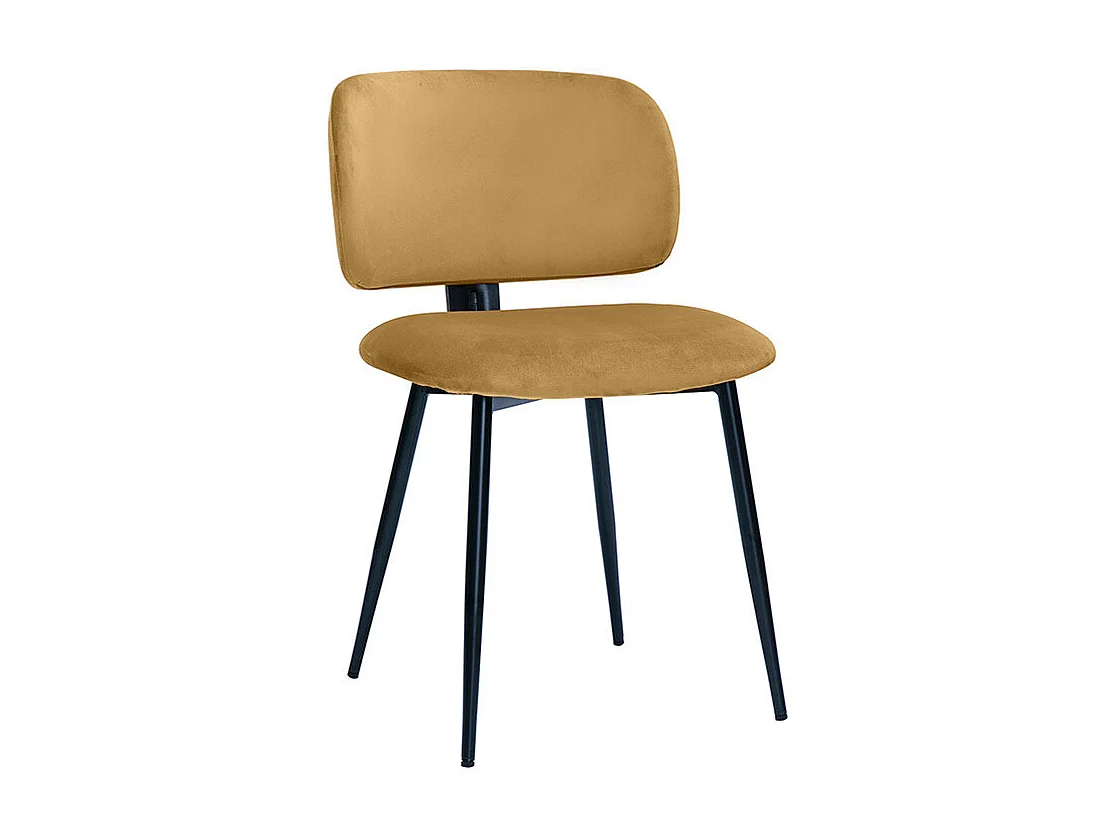 Chaises en tissu velours bronze et métal noir (lot de 2) ATRIUM