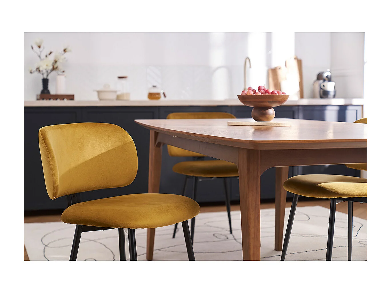 Chaises en tissu velours bronze et métal noir (lot de 2) ATRIUM