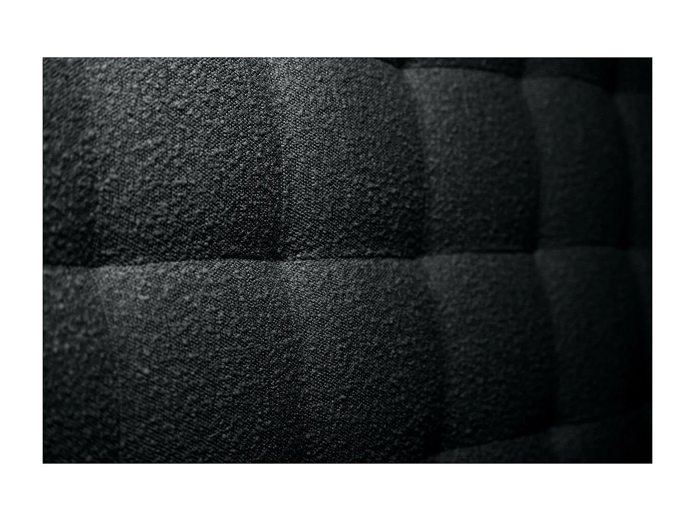 Lit 200x200cm avec tête de lit capitonnée bouclette et sommier kit Noir - Hauteur totale : 29cm