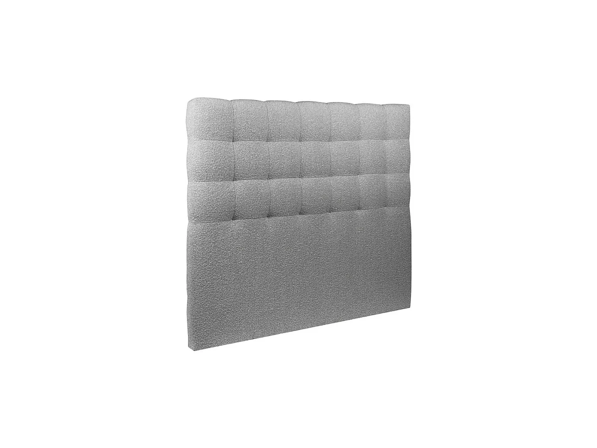 Lit 200x200cm avec tête de lit capitonnée bouclette et sommier kit Gris - Hauteur totale : 29cm