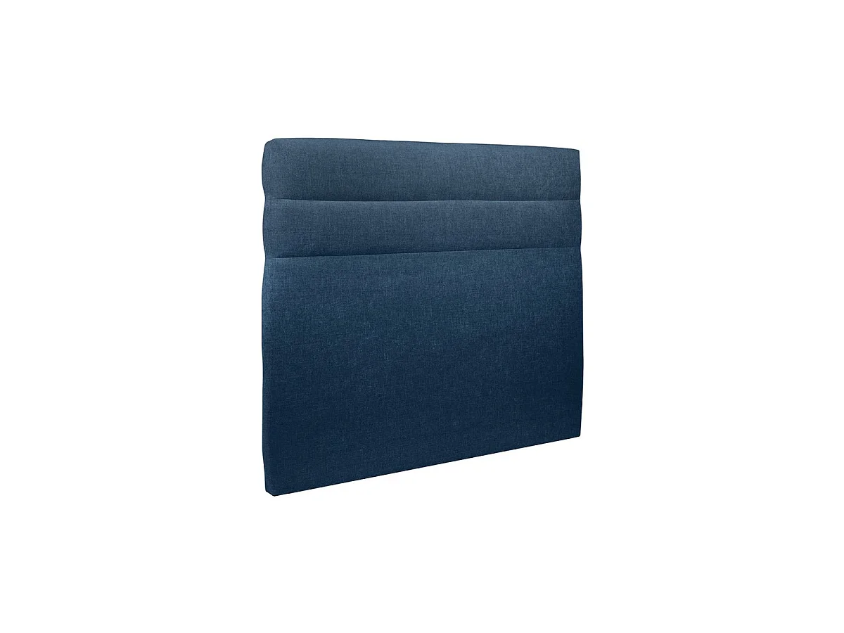 Lit 140x190cm avec tête de lit lignes tissu et sommier kit Bleu - Hauteur totale : 29cm