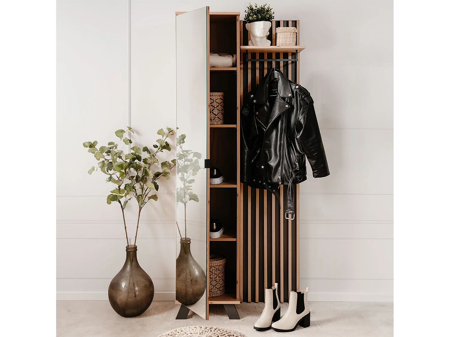 Armoire 80x190x37 cm en chêne naturel