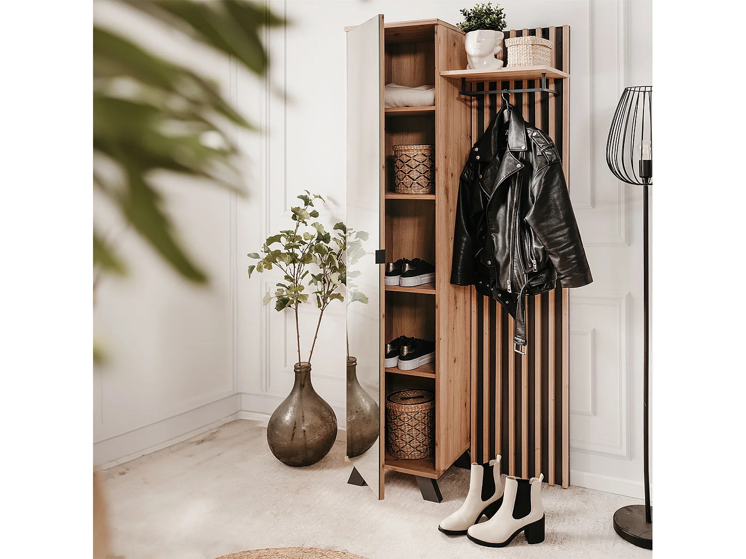 Armoire 80x190x37 cm en chêne naturel