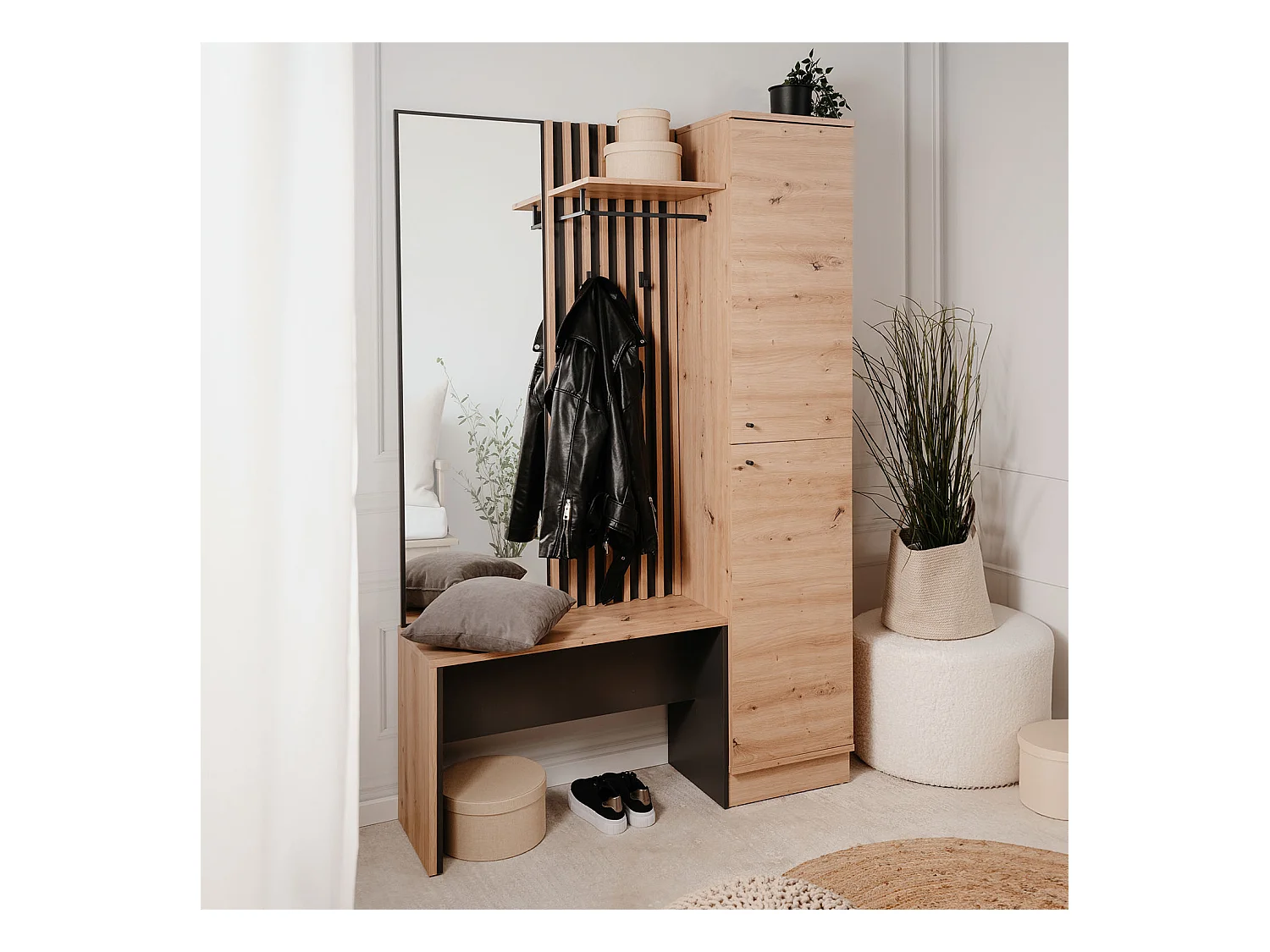 Armoire de couloir 122x190x37 cm aspect industriel naturel