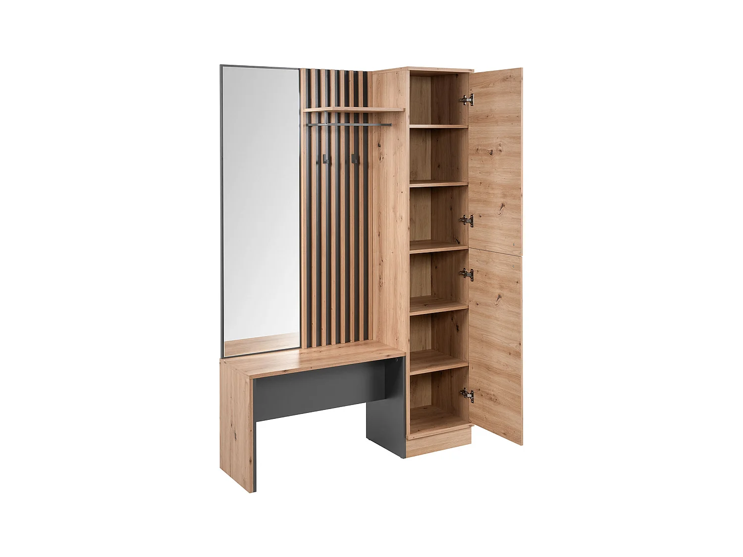 Armoire de couloir 122x190x37 cm aspect industriel naturel