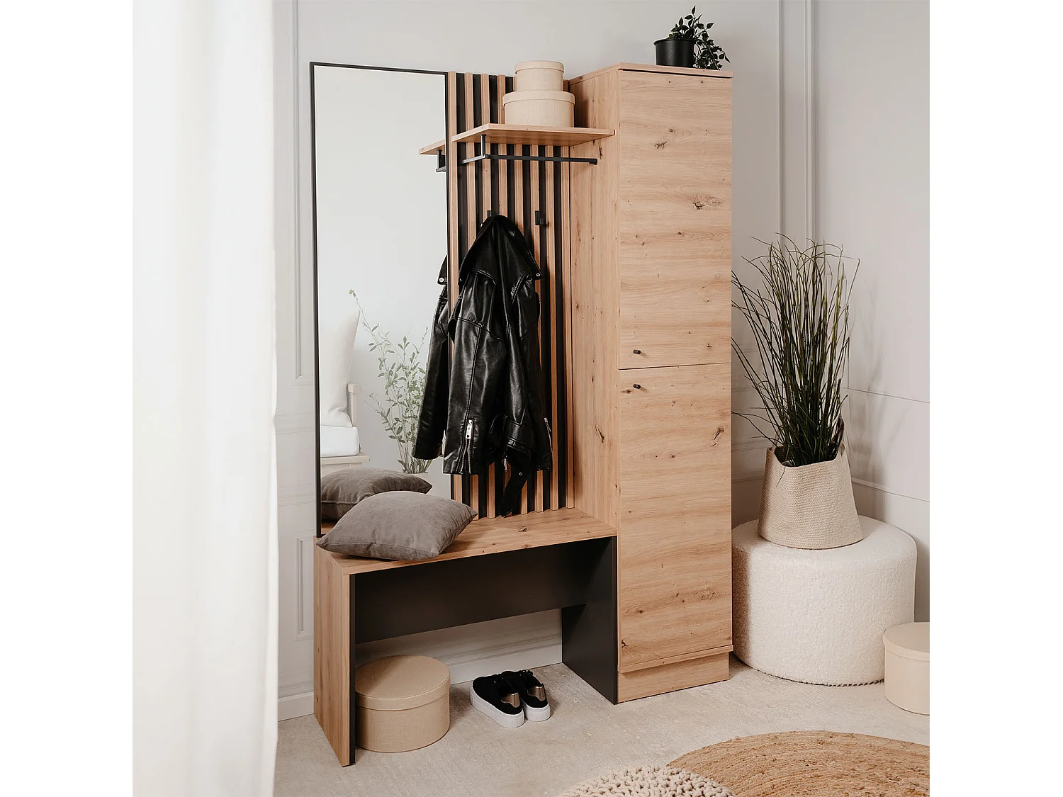 Armoire de couloir 122x190x37 cm aspect industriel naturel