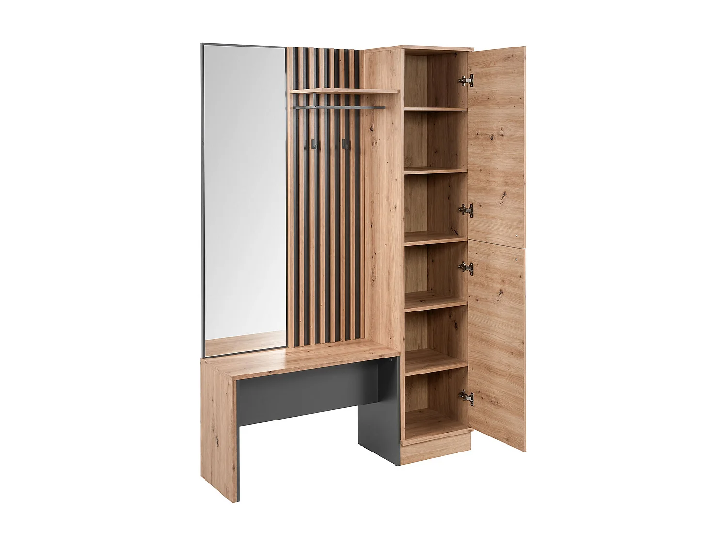 Armoire de couloir 122x190x37 cm aspect industriel naturel