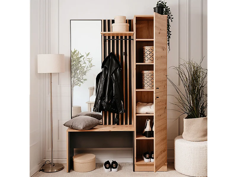 Flurgarderobe 122x190x37 cm, natürlicher Industrie-Look