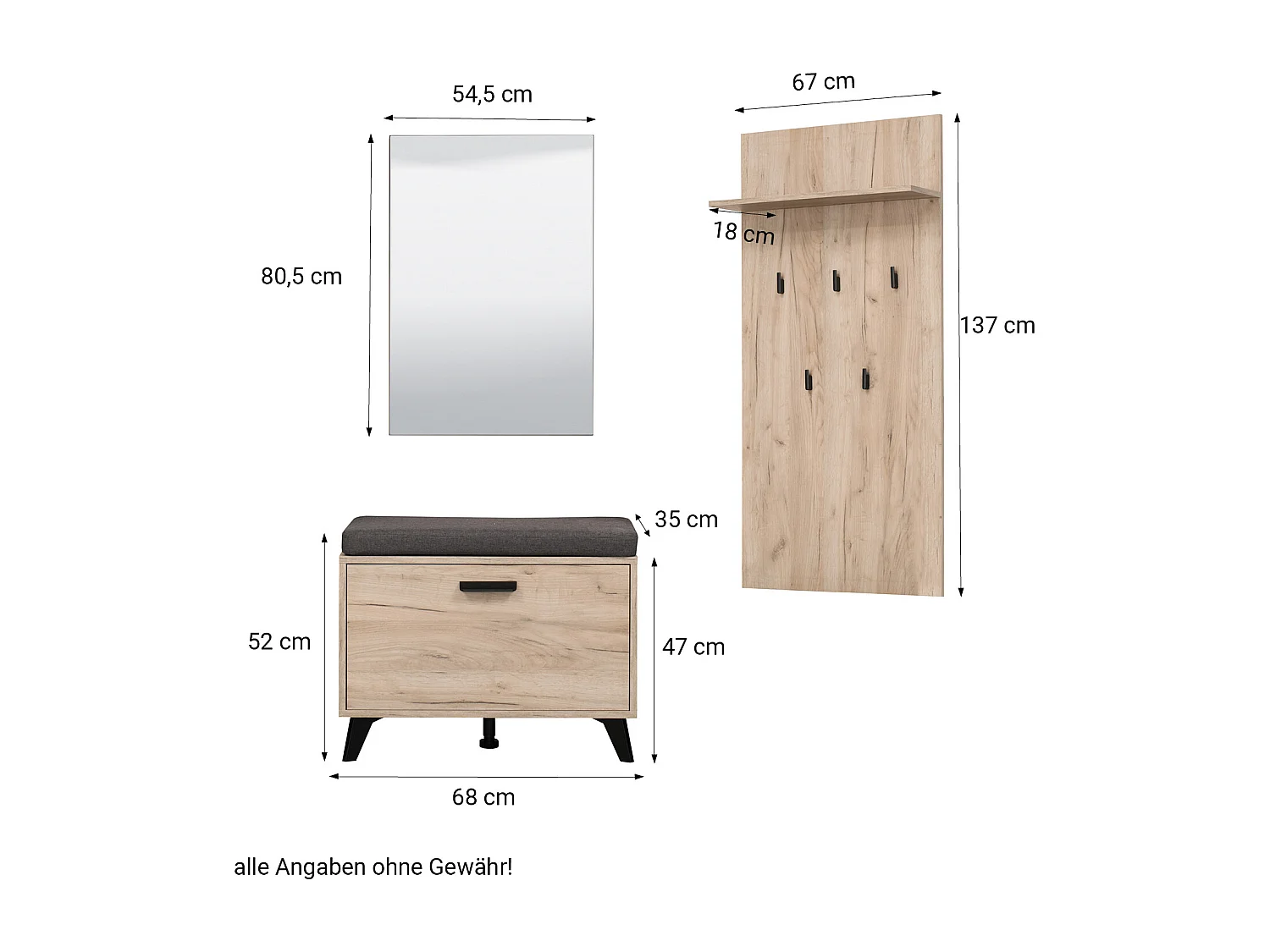 Armoire 53,5x192x35 cm Bois chêne gris Ensemble de 5 pièces pour hall