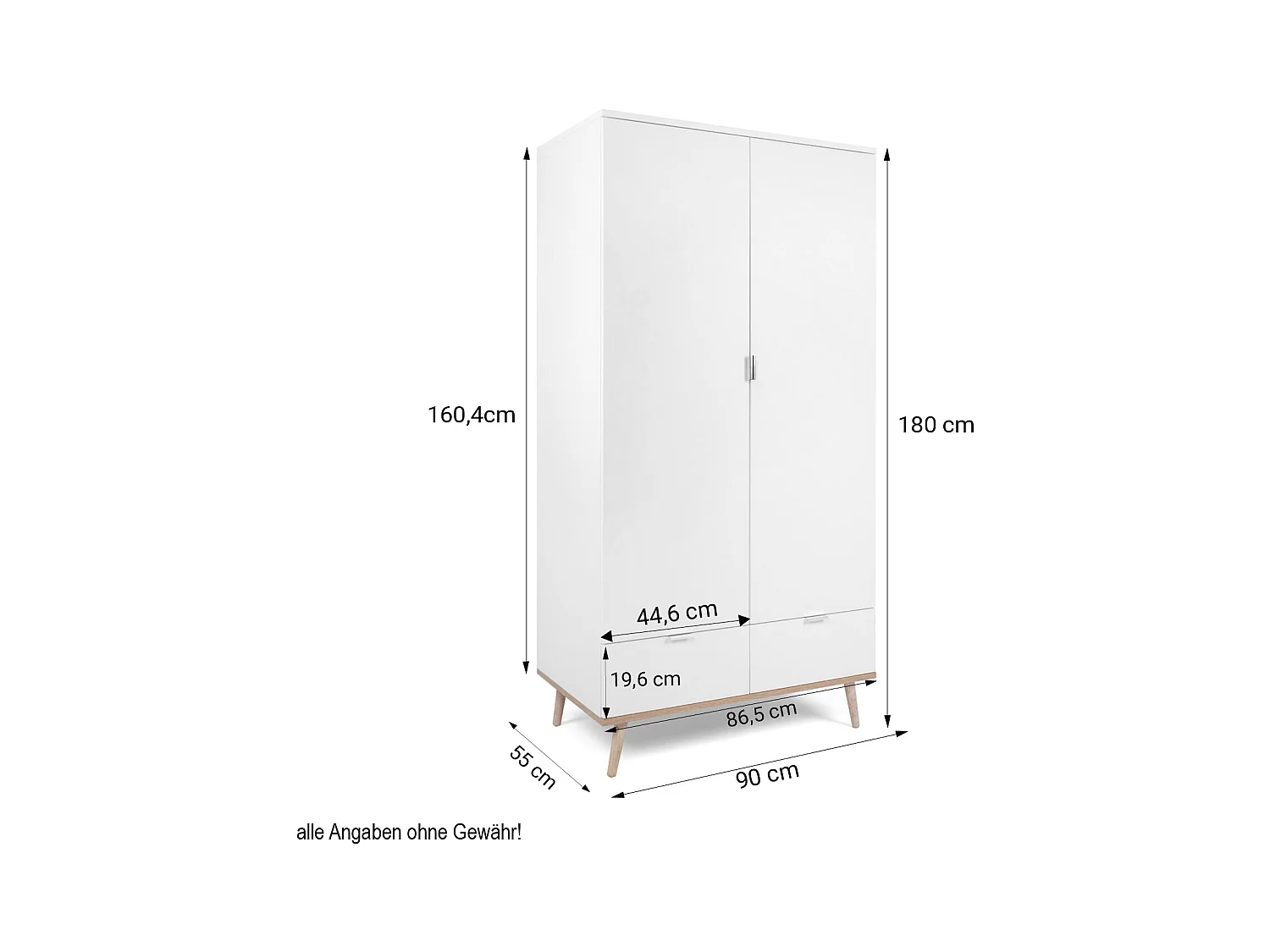 Armoire 90x180x55 cm blanche