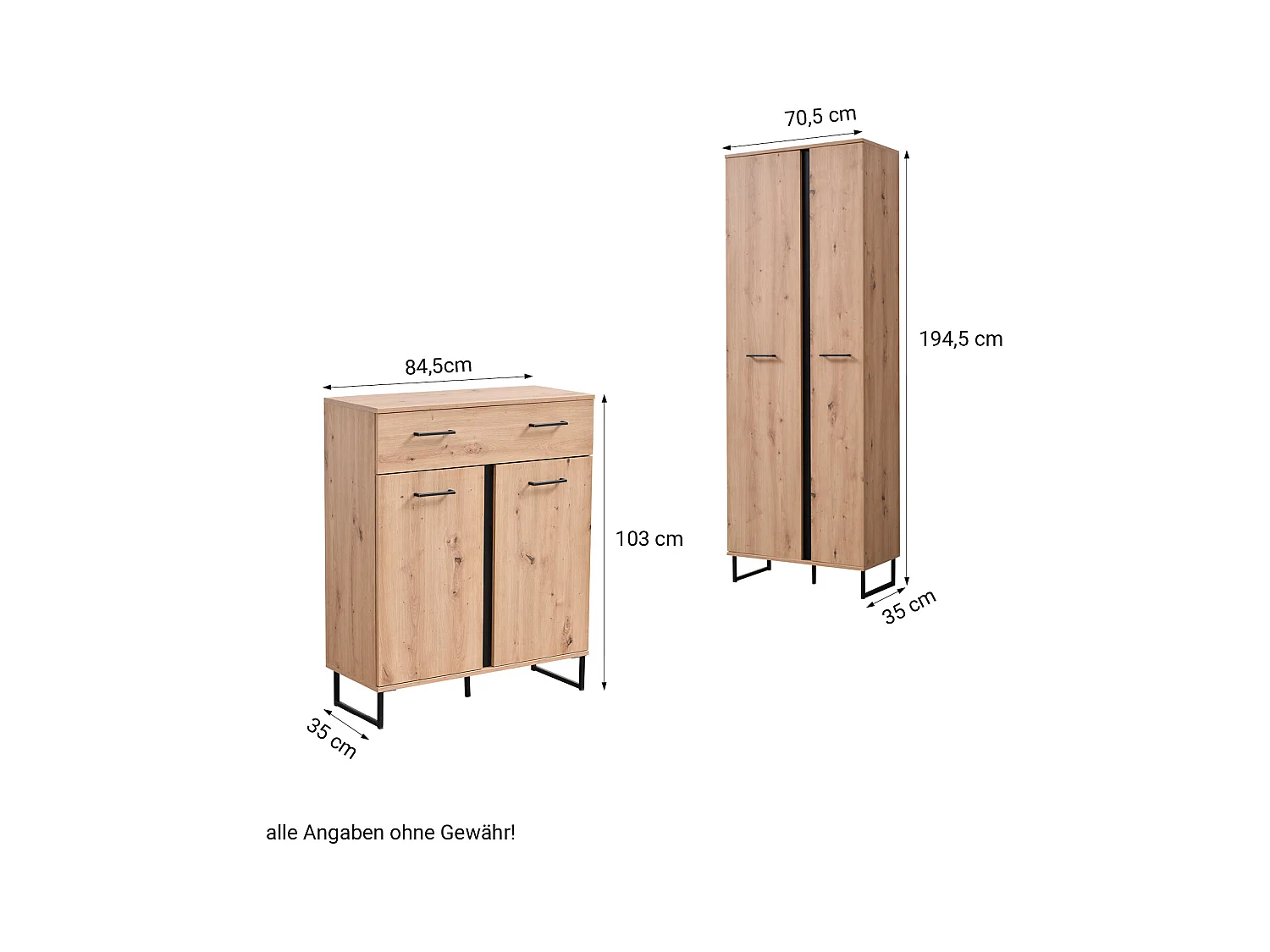 Armoire 70,5x194,5x35 cm Bois chêne naturel Ensemble de hall 5 pièces