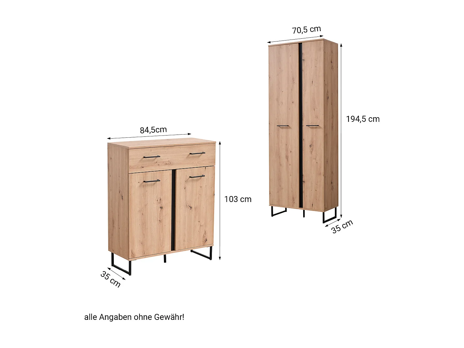 Armoire 70,5x194,5x35 cm Bois chêne naturel Ensemble de hall 5 pièces