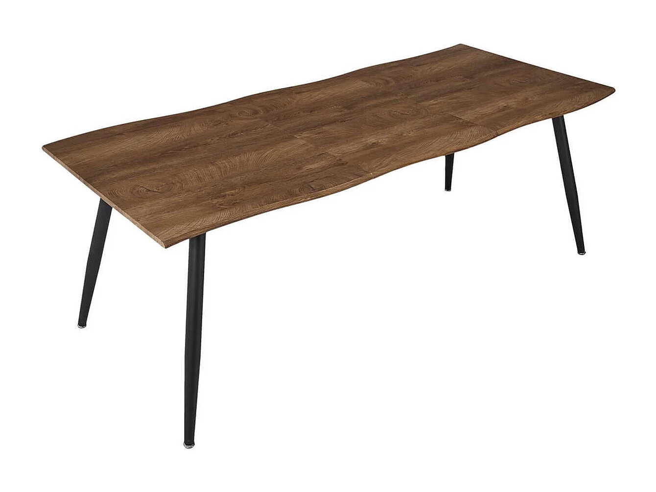 CORALIE - Table de Repas Allongeable en MDF Aspect Chêne Pieds Métal Noir