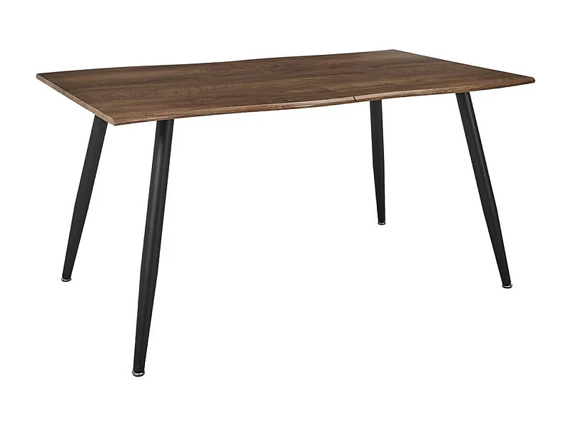 CORALIE - Table de Repas Allongeable en MDF Aspect Chêne Pieds Métal Noir