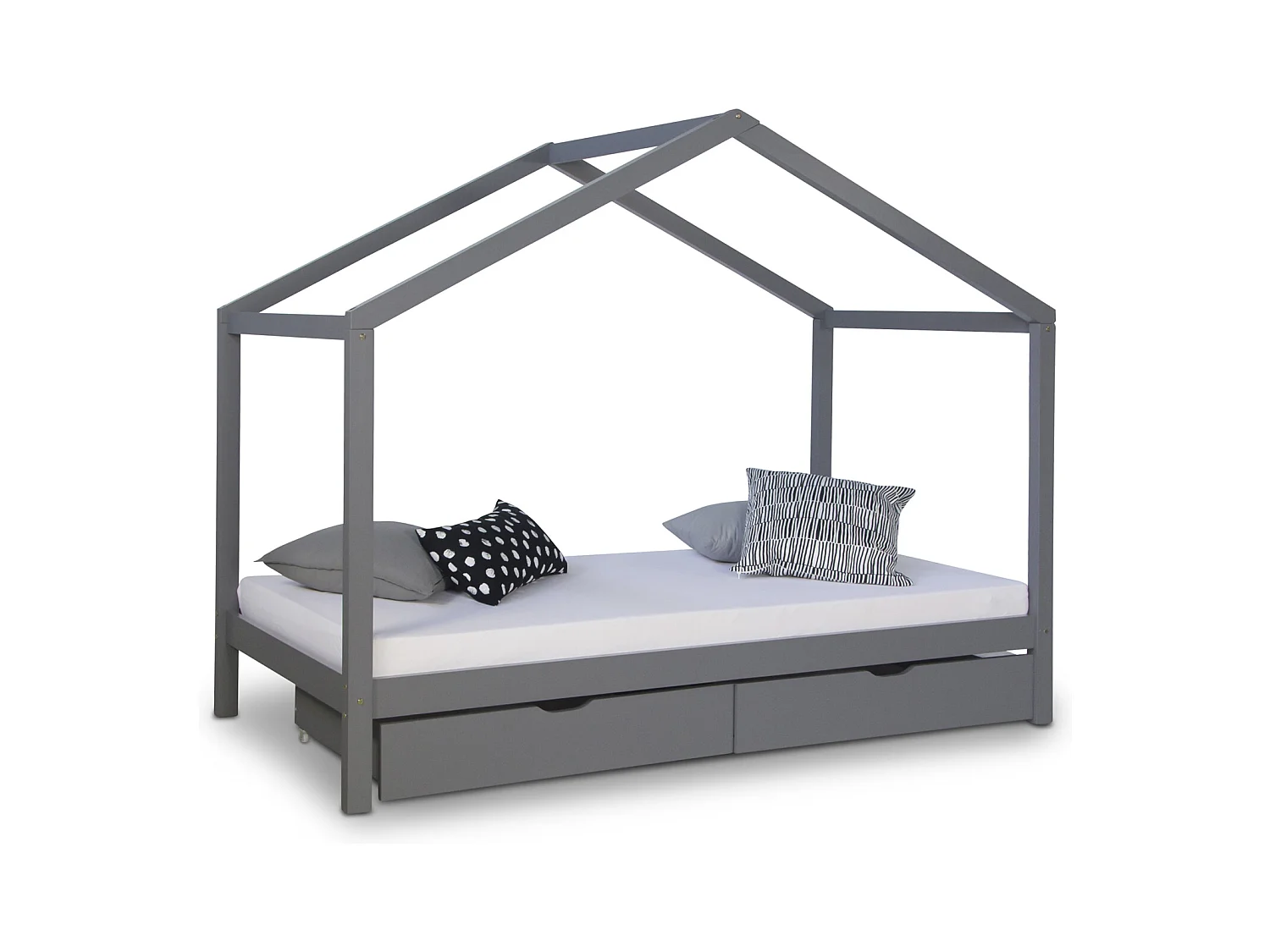 Kinderbed 90x200 cm Grijs Huis Bed Kinderbed Houten Bed Ledikant Lade