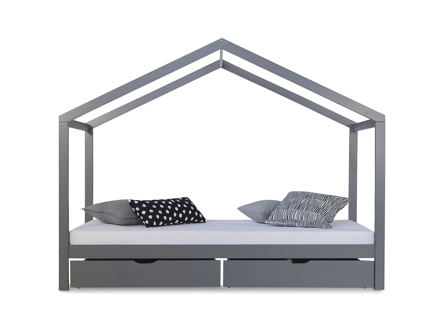 Kinderbed 90x200 cm Grijs Huis Bed Kinderbed Houten Bed Ledikant Lade