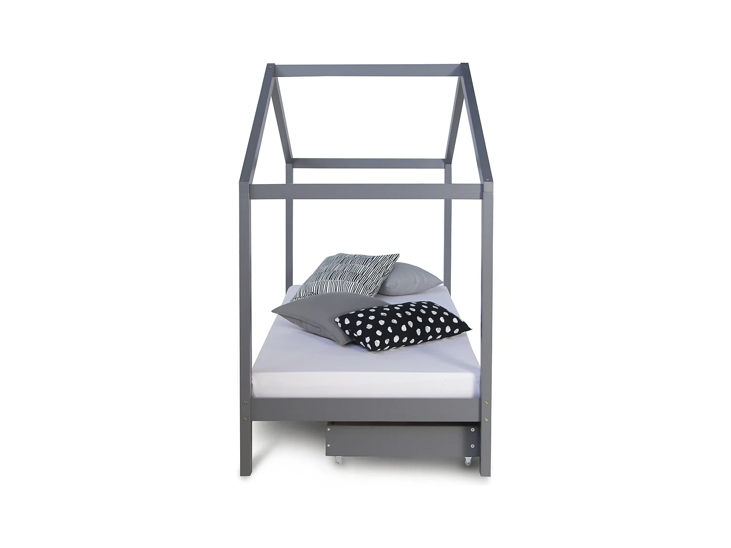 Kinderbed 90x200 cm Grijs Huis Bed Kinderbed Houten Bed Ledikant Lade