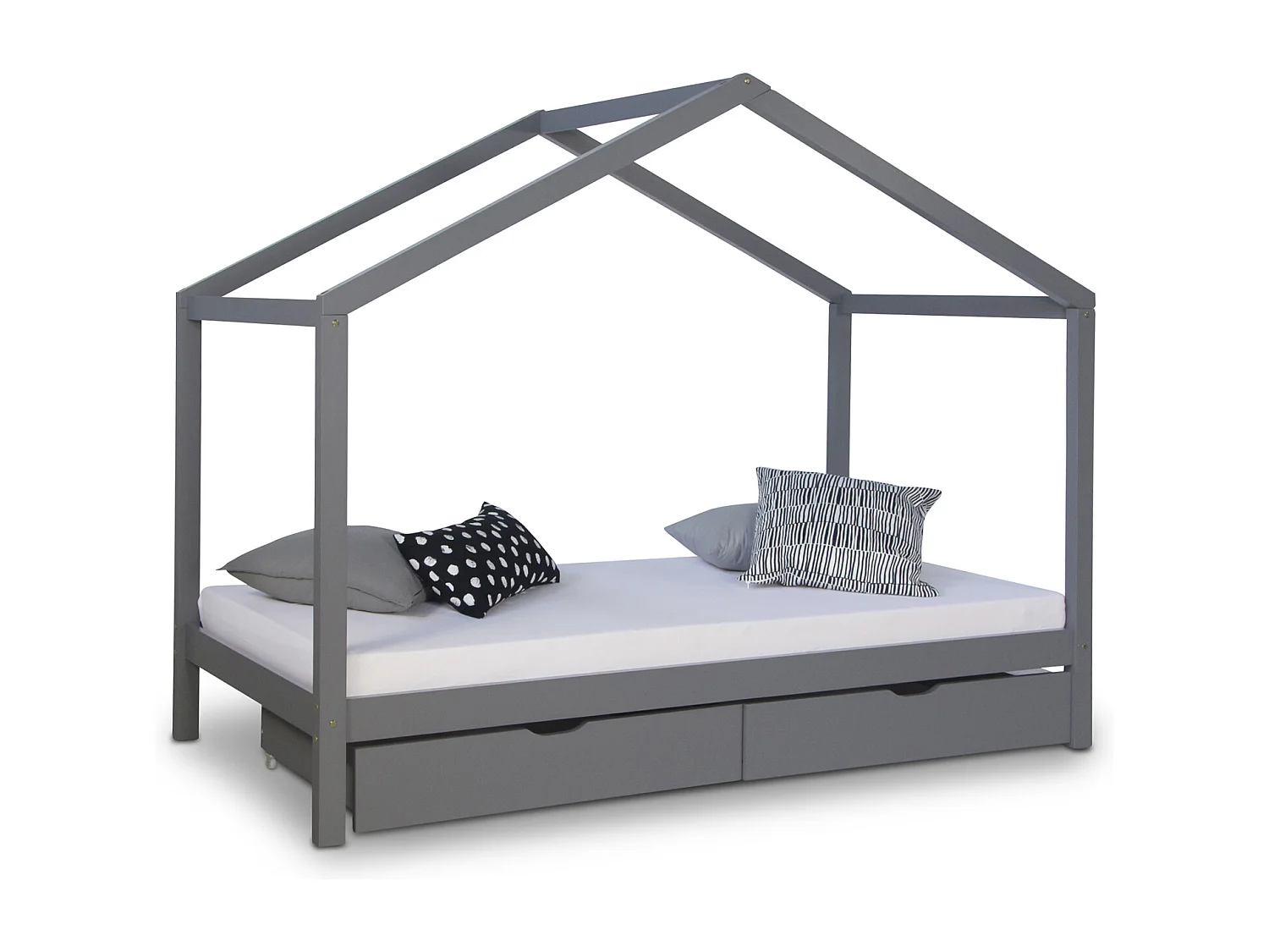 Kinderbett 90x200 cm Grau Hausbett Kinderbett Holzbett Kinderbett mit Schublade