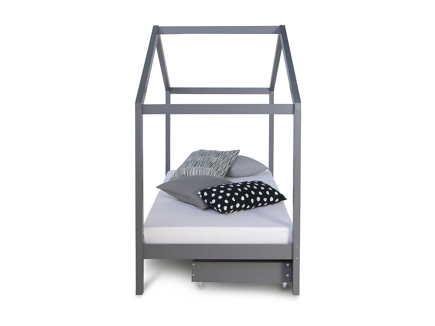 Kinderbett 90x200 cm Grau Hausbett Kinderbett Holzbett Kinderbett mit Schublade