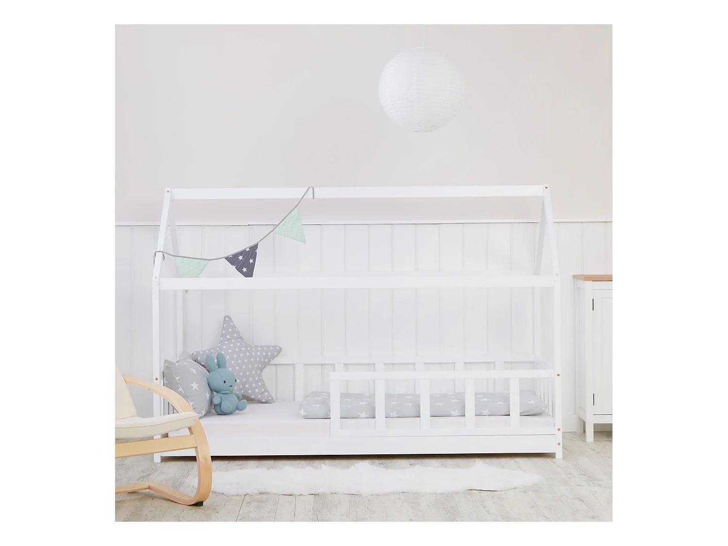 Kinderbett 90x200 cm weiß