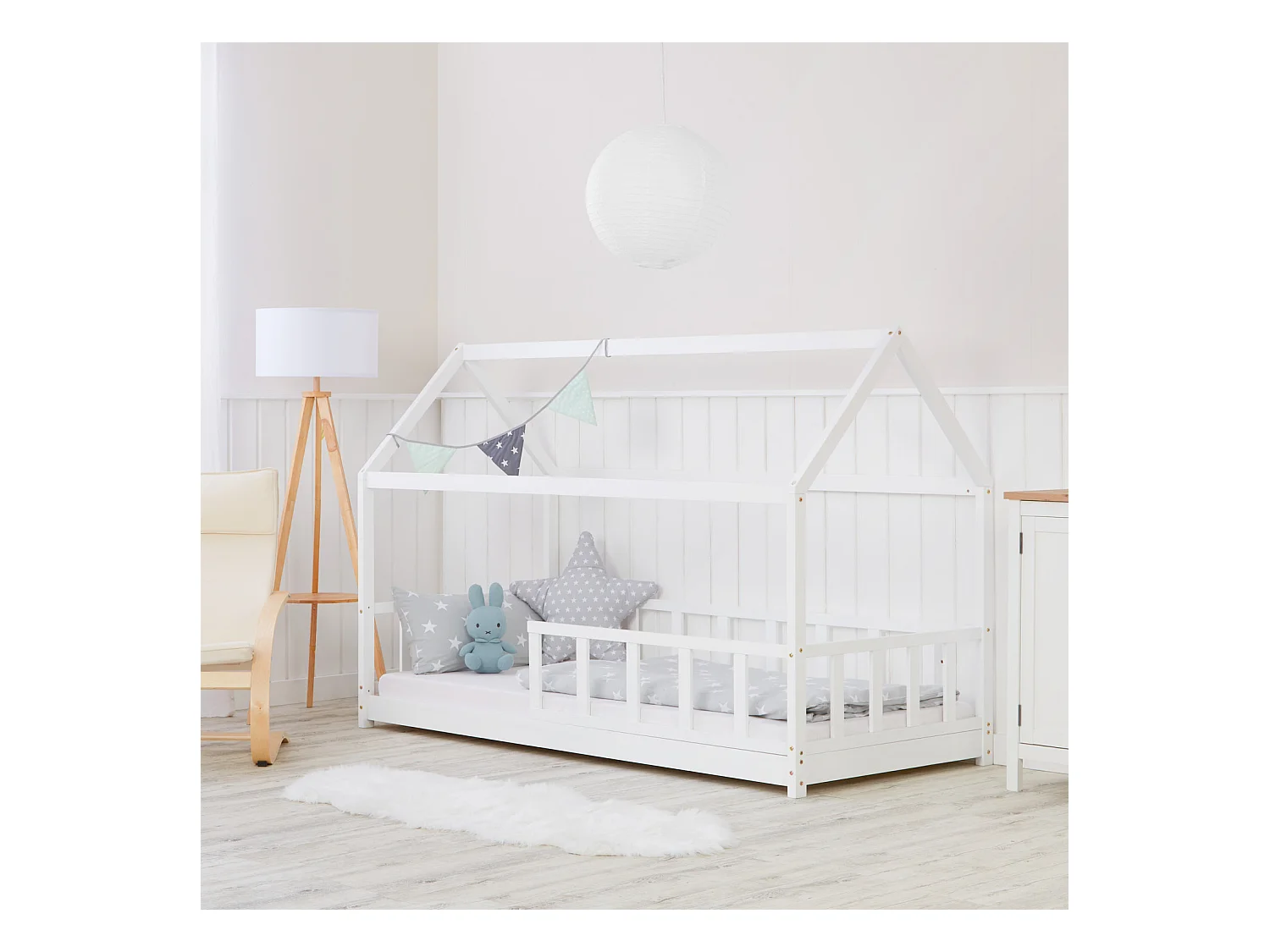 Kinderbett 90x200 cm weiß